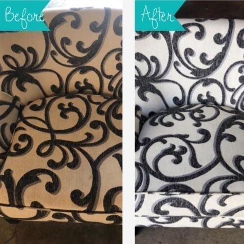 Clean Choice Floor Care chair before and after cleaning